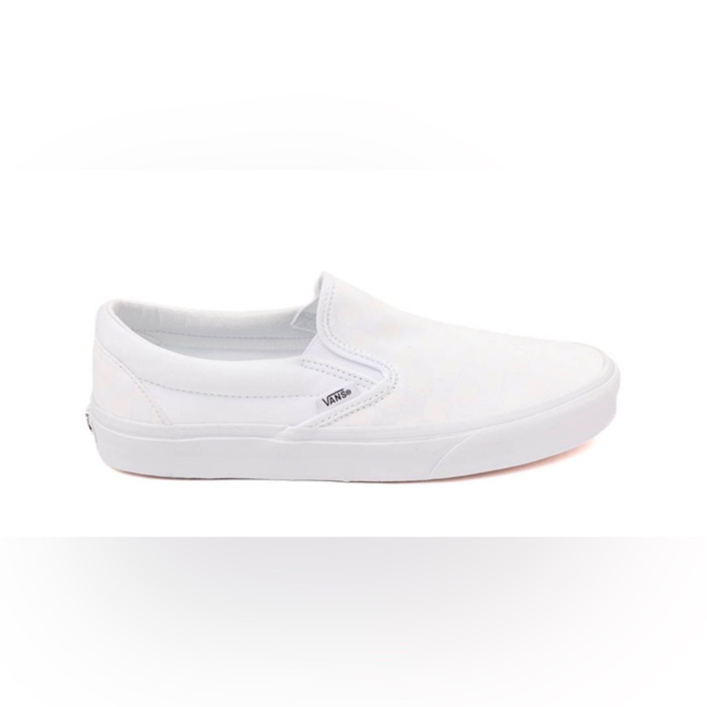 NIB Vans All-White Checkerboard Classic Slip-On Skate Shoe - Picture 3 of 6